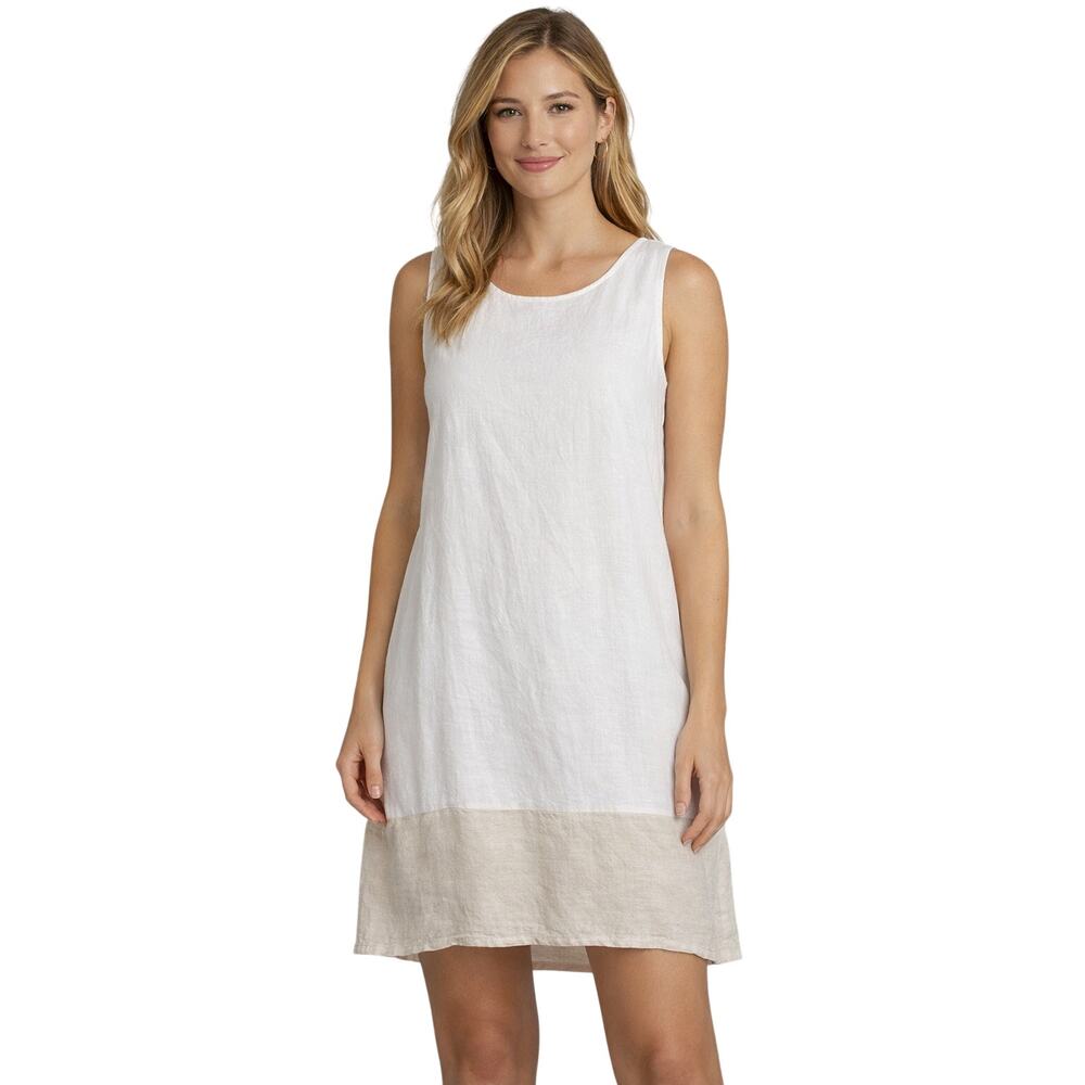 Label of Love White Linen‑Blend Sleeveless Dress – Size S, Casual Summer Style